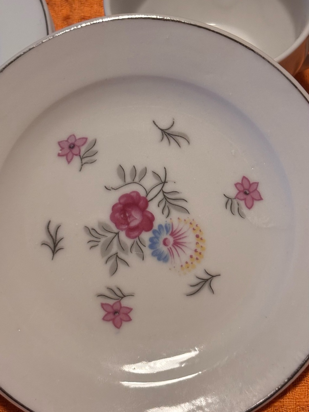 Mini Floral Cream and Pink Tea Plate and Cup Set - Picture 4 of 10